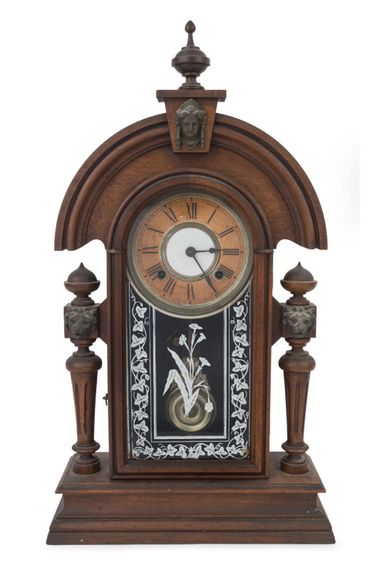 ANSONIA "KING" American shelf clock, 8 day time and strike movement, late 19th century, with key and pendulum, ​60cm high