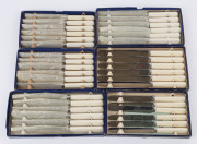 Six boxes of bone handled knives in original boxes (comprising 3 entree and 3 dinner), late 19th early 20th century, (36 pieces)