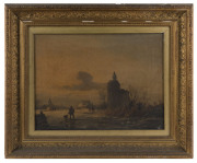 R. VAN DEN PLAS (Dutch, 19th century), town scene, oil on canvas, signed lower left "R. Van Den Plas, '49", ​31 x 41cm - 2