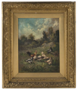 NIKOLAOS XIMONAS (1866-1929), farmyard scene with chickens, oil on canvas, signed lower left "Ximonas", ​41 x 30cm - 2