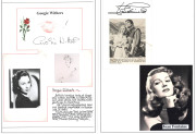 ACTRESSES: autographs of 1930s-2000s era actresses on photographs or on piece, comprising Googie Withers (on piece, below lipstick impression), Joan Fontaine, Doris Day (on 19x23mm image), Rhonda Fleming, Elizabeth Taylor (on 16x9mm image), Barbara Streis