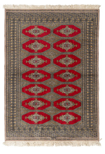 A Pakistani hand-knotted red and gray rug, mid 20th century, ​180 x 127cm