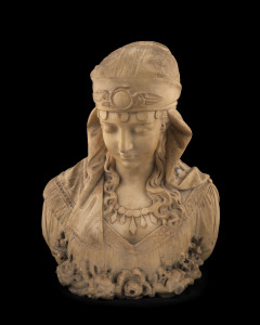 PIETRO BAZZANTI (1825-1895), "SULAMITIDE" Italian carved alabaster bust, circa 1880, 48cm high