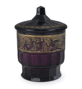 MOSER amethyst glass jar and cover with classical gilt decoration, 19th century, 17cm high