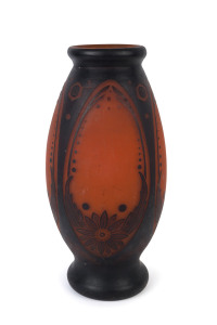 MULLER FRERES French Art Deco cameo glass vase, circa 1930, signed "Muller Freres Luneville" on the side, 48cm high