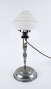 DIANA Art Deco chrome lamp with frosted glass shade, circa 1930, ​46cm high