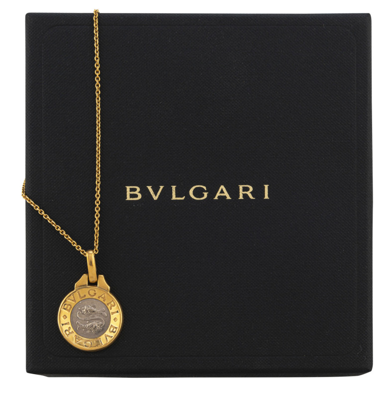 BULGARI 18ct gold "PISCES" pendant on 18ct gold chain in original box, stamped "750", the pendant ​3.5cm high, 23 grams total