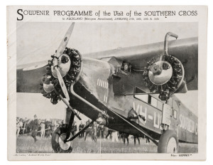 THE SOUTHERN CROSS: "Souvenir Programme of the Visit of the SOUTHERN CROSS to Auckland [Mangere Aerodrome], January 27th, 28th, 29th & 30th" [1933]; 16pp plus pictorial covers. Rarely seen.
