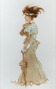 GERRARD LANTS (1927-1998), portrait of a lady, watercolour, signed lower left "Lants", ​52 x 32cm