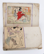 JAPANESE EROTICA. Small book containing 8 erotic woodblock prints, Meiji period, 19th century, 19 x 14cm - 3