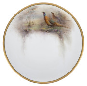 ROYAL WORCESTER English porcelain cabinet plate painted with pheasants, signed "STINTON", stamped "Royal Worcester, Made In England", ​24cm diameter