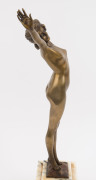 PAUL PHILIPPE (1870 - 1930), "Awakening", cast bronze on a marble base, circa 1925, signed "Philippe" rear of base plate, 47cm including base. - 3