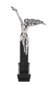 AMEDEO GENNARELLI (1881-1943), "The Carrier Pigeon", silvered bronze on 3-tiered onyx base, circa 1925, signed "A Gennarelli" to the base, with foundry mark to bottom (left cheek), 57cm including base. Provenance: Bunda Fine Jewels & Antiques, November 2001. (With original receipt.)