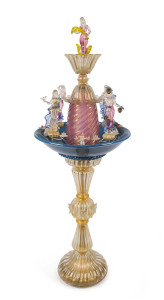 CENEDESE rare exhibition Murano glass fountain adorned with female figures and flowers, circa 1940s, an impressive 175cm high, 60cm wide