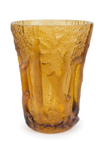 An amber glass "Forest" vase, circa 1930, 26cm high