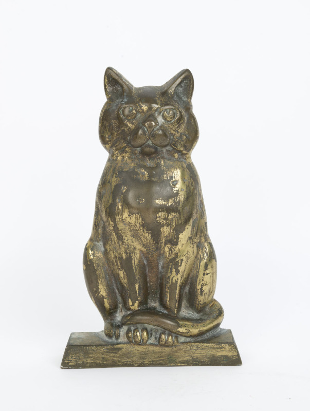 A door stop, cast brass in the form of a cat, 19th century, ​26cm high