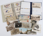 MISCELLANY: with a selection in album of British, French & American WWI Battleships incl. 'Last Visit of HMS Good Hope to St Lucia', plus ocean liners and modern cards or photographs; also Tasmanian Steamers Pty Ltd 1930s-40s luggage labels; second album