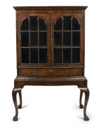 An English Georgian bow front display cabinet, mahogany veneer, 18th century, ​159cm high, 105cm wide, 54cm deep