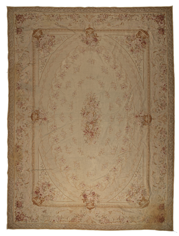 An antique Aubusson floral tapestry, circa 1900, 346 x 240cm