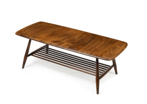 ERCOL English oak retro coffee table, circa 1955, 37cm high, 104cm wide, 45cm deep