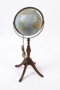 A vintage American Globe of the World lamp on timber base, 20th century, 90cm high