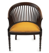 An antique English rosewood parlour chair, 19th century, 68cm high, 56cm across the arms