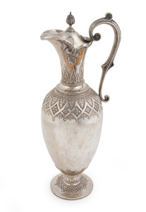 A Victorian sterling silver wine jug by John Aldwinckle & Thomas Slater, London 1889,