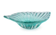 ALFREDO BARBINI "Aquamarine" Murano glass leaf shaped bowl, 8cm high, 27cm wide