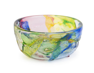 LUIGI ONESTO Sbruffi Murano glass fruit bowl, engraved "L. Onesto, Murano", 12cm high, 29cm wide