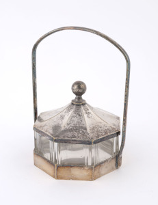 W.M.F. German silver plated butter dish with glass liner, circa 1920, stamped "WMF", 16cm high