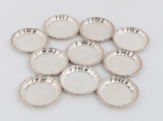 Set of 10 Danish (830) silver wine coasters by Carl M. Cohr, 20th century, 9.5cm diameter, 360 grams