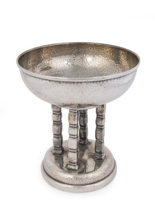 A German Art Deco silver plated compote, early 20th century, stamped "Germany" with maker's monogram, 22cm high, 20cm diameter
