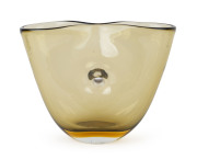 VENINI "Forato" amber Murano glass vase by Fulvio Bianconi, circa 1950s, 19cm high, 24cm wide