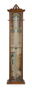 ADMIRAL FITZROY barometer in oak case with Melbourne retailer's label (loose) for THOMAS GAUNT & CO., 19th century, 103cm high