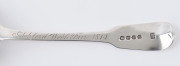 A Georgian sterling silver ladle by William Eley & William Fearn of London, circa 1806, engraved "Ashford Wool Fair, 1814", 18cm long - 2