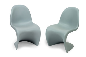 A pair of "Panton" fibreglass chairs designed by Verner Panton with signature mark, additionally stamped "Vitra", 21st century