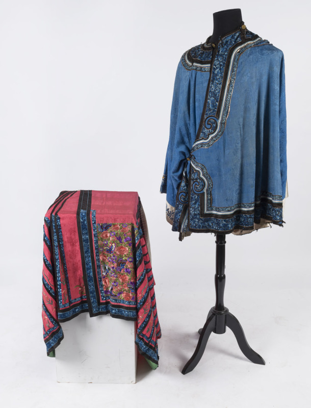 An antique Chinese jacket and skirt, hand embroidered silk, 19th century