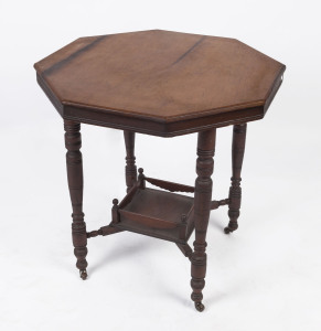 An antique hexagonal walnut occasional table, late 19th century, ​73cm high, 72cm wide, 72cm deep