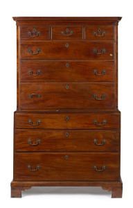 An Anglo-Indian Georgian padouk chest on chest, late 18th century, 180cm high, 111cm wide, 55cm deep