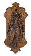 An antique French carved pheasant panel, circa 1870, 86cm high