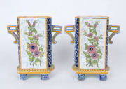 QUIMPER French earthenware pair of mantel vases, 25cm high, 22cm wide - 2