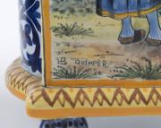 QUIMPER French earthenware pair of mantel vases, 25cm high, 22cm wide - 3
