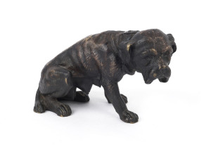 An antique bronze dog statue, late 19th century, ​14cm long