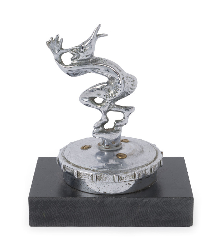 A French Art Deco chrome plated car mascot in the form a devil, circa 1930. ​10.5cm high.