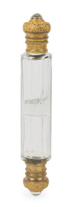 An antique French double ended omolu mounted scent bottle, 19th century, 15cm long