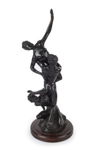 After GIAMBOLOGNA "The Rape of the Sabine" cast bronze statue on turned wooden plinth, 68cm high