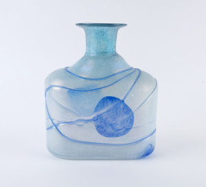 KOSTA BODA Swedish blue art glass vase, late 20th century, 26cm high, 23cm wide