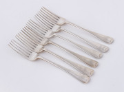 A set of six sterling silver dinner forks, by Holland, Aldwinckle & Slater, 1907,