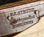 Set of four William IV mahogany saddleback dining chairs with carved lotus decorated legs, circa 1840, stamped "BULSTRODE, 59 Paddington Street, Marylebone", - 2