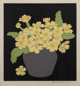 JOHN HALL THORPE (1874-1947), Primroses, circa 1922, woodcut, signed in pencil lower right "Hall Thorpe", ​19 x 18cm